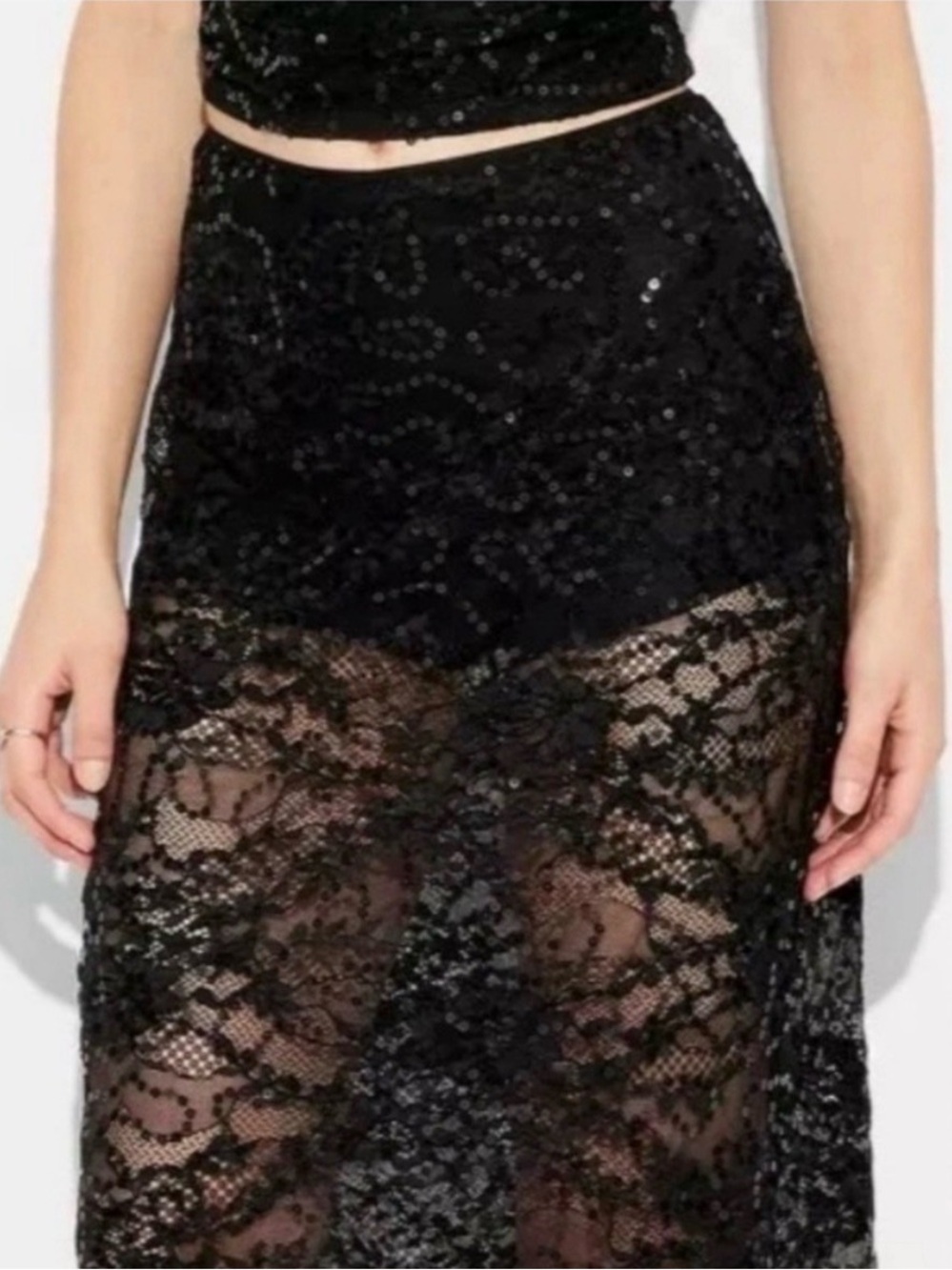 wild fable Black Lace Maxi Skirt